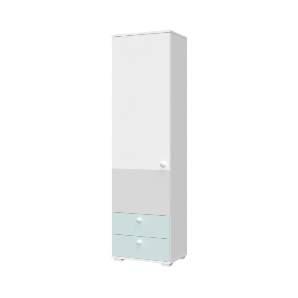 Visoka omara All Room Concept G1, fronte biserno siva in svetlo modra