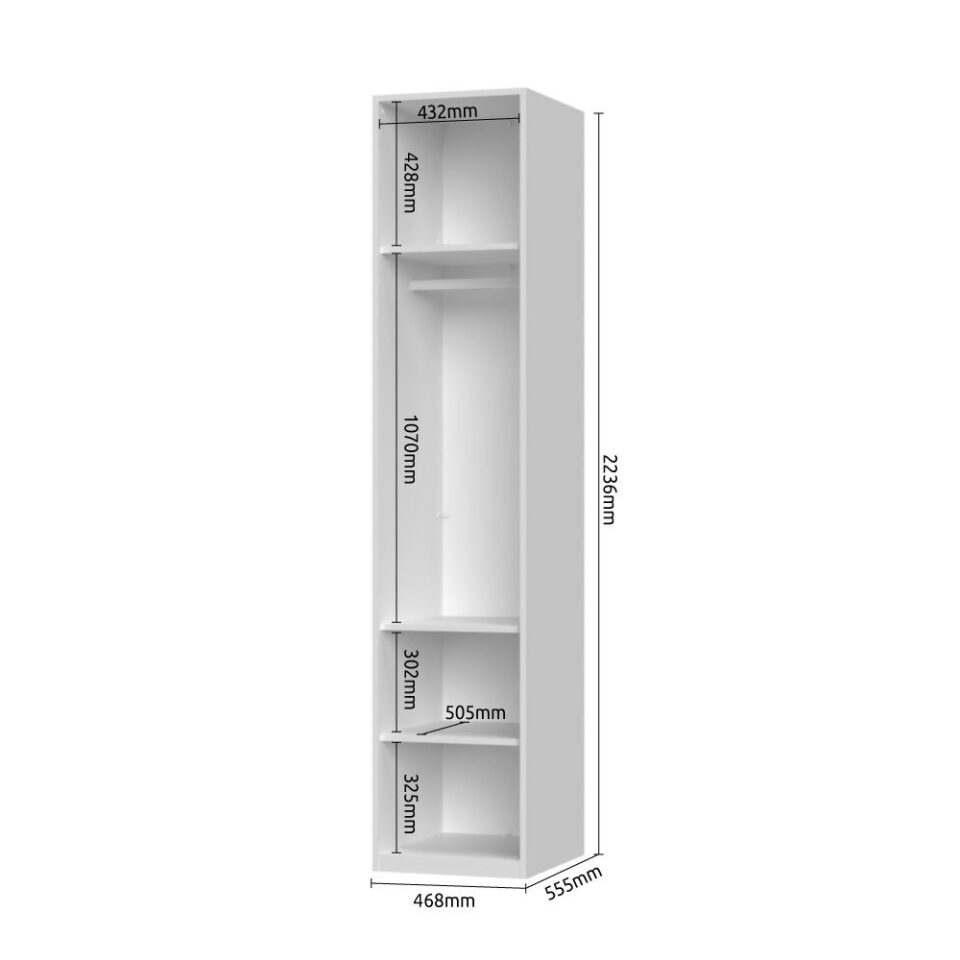 Garderobna omara All Room Concept P1, skica z merami