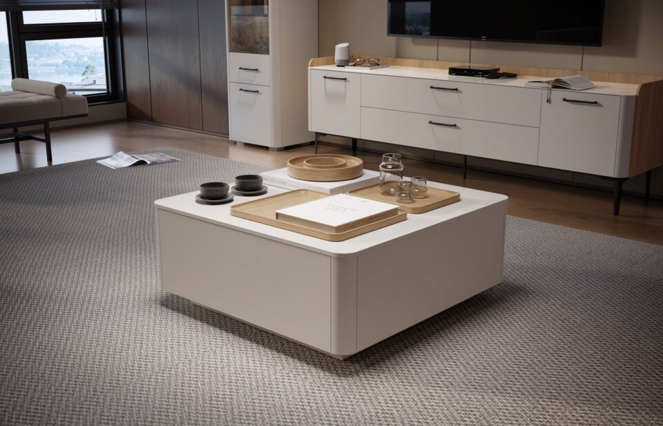 Dnevna soba Radda Air, klubska mizica, Pepper White in Furneo hrast