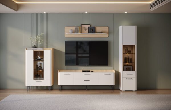 Dnevna soba Radda Air, sestav, Pepper White in Furneo hrast