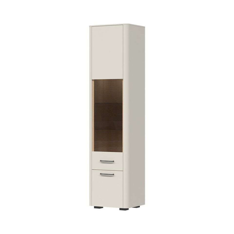 Vitrina Radda Air V50-2KS/AI, Pepper White / Furneo hrast, pogled pod kotom