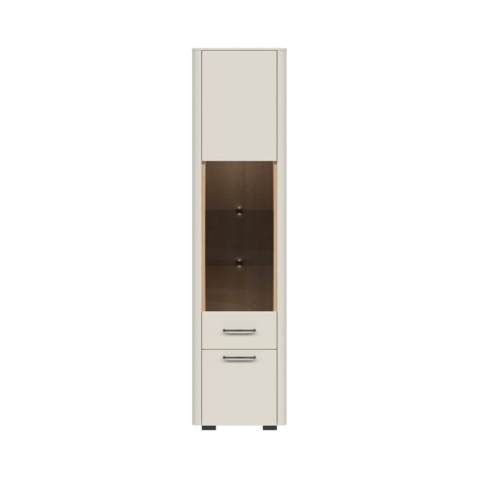 Vitrina Radda Air V50-2KS/AI, Pepper White / Furneo hrast, pogled od spredaj