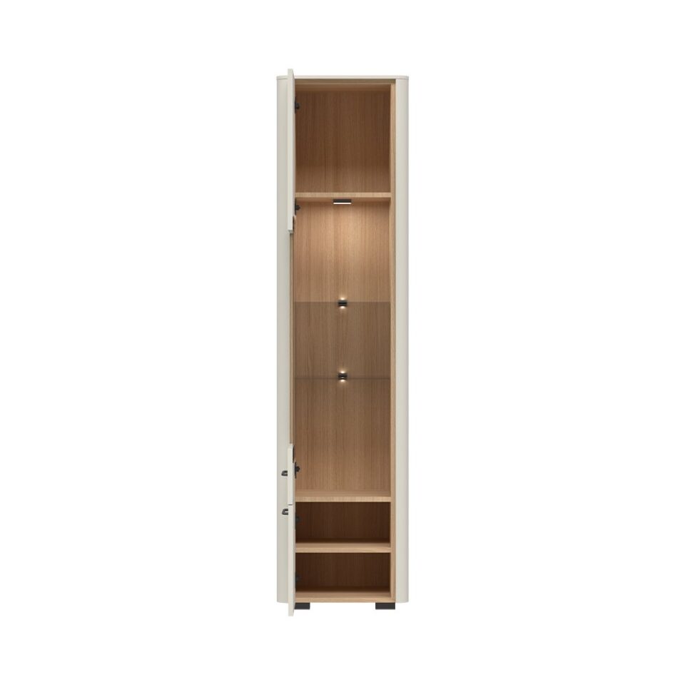 Vitrina Radda Air V50-2KS/AI, Pepper White / Furneo hrast, odprta