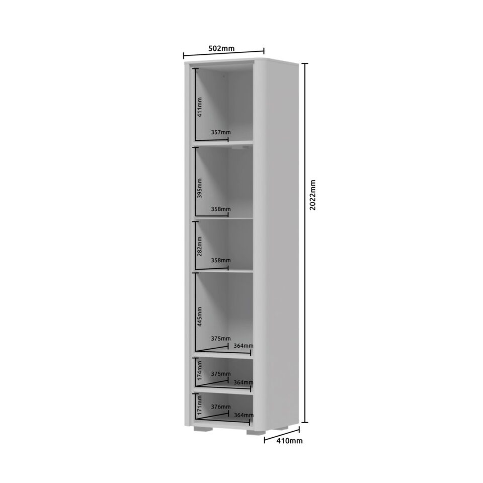 Vitrina Radda Air V50-2KS/AI, Pepper White / Furneo hrast, skica z merami