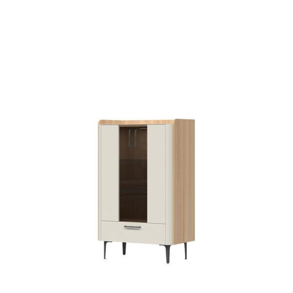 Vitrina Radda Air V82-2KS1F/AI, Pepper White / Furneo hrast, pogled pod kotom