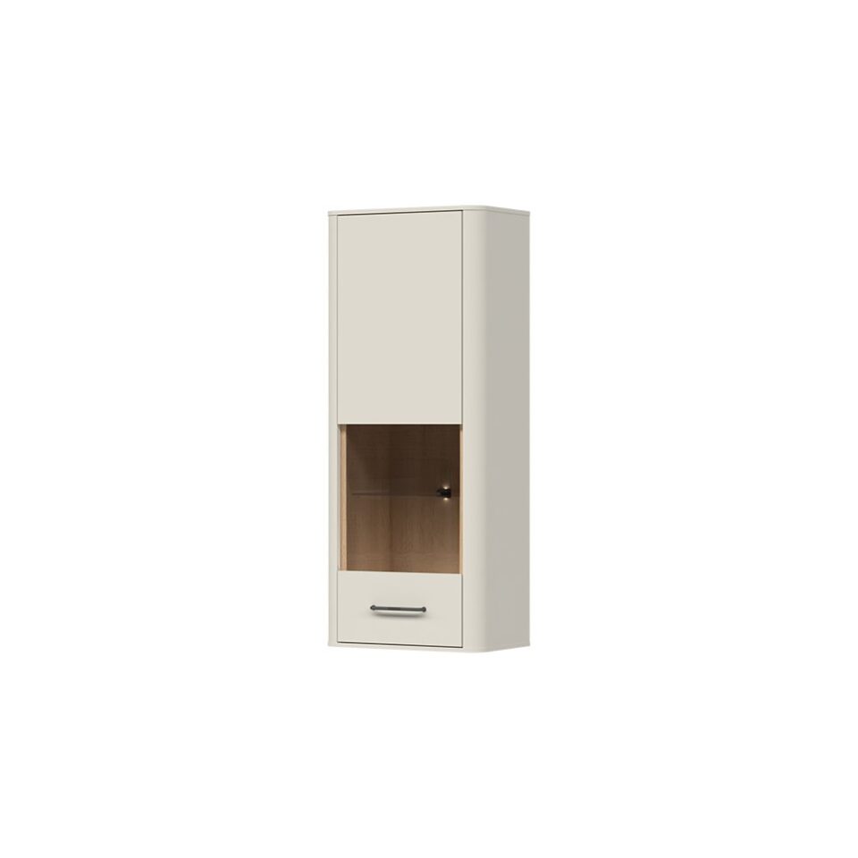 Viseča vitrina Radda Air VK-1KS/AI, Pepper White / Furneo hrast, pogled pod kotom
