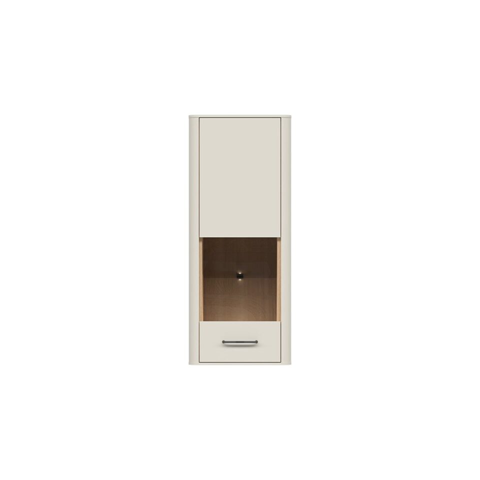 Viseča vitrina Radda Air VK-1KS/AI, Pepper White / Furneo hrast, pogled od spredaj