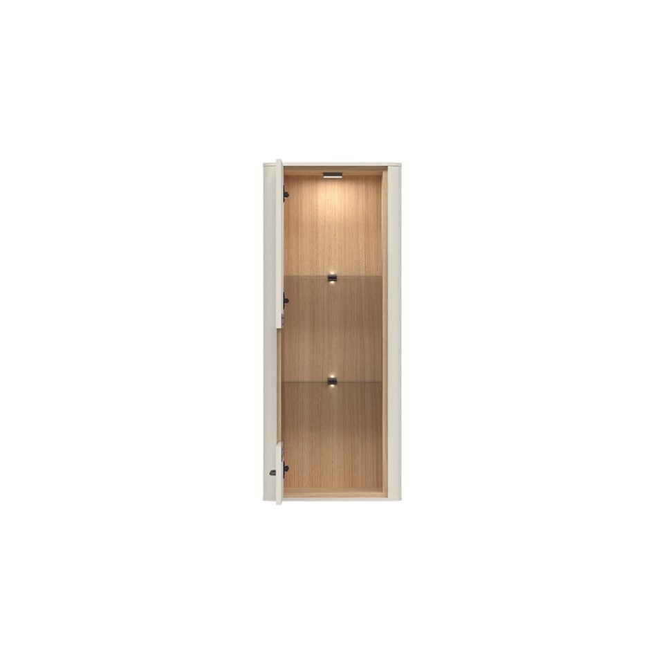 Viseča vitrina Radda Air VK-1KS/AI, Pepper White / Furneo hrast, odprta