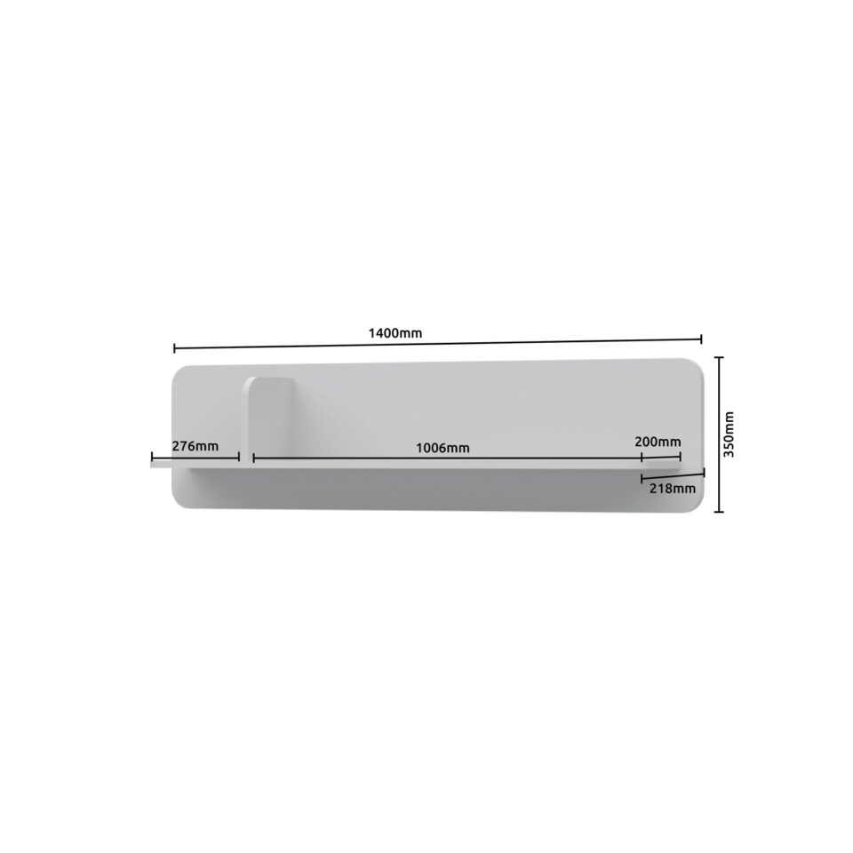 Viseča polica Radda Air VP140/AI, Pepper White / Furneo hrast, skica z merami