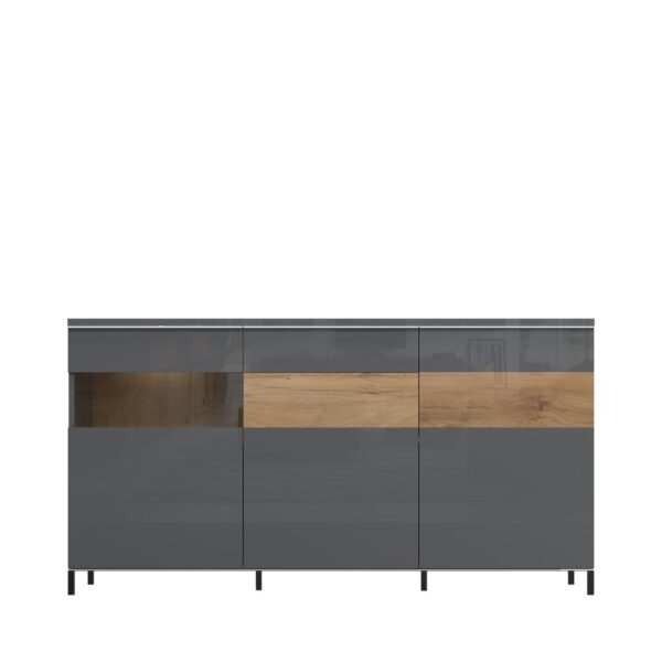 Komoda s trojim vratima i jednom ladicom Radda Onyx K170-3KS1F/ON, širina 167 cm