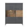 Vitrina Radda Onyx V90-2KS/ON, Antracit HG / Pacifik oreh, pogled od spredaj