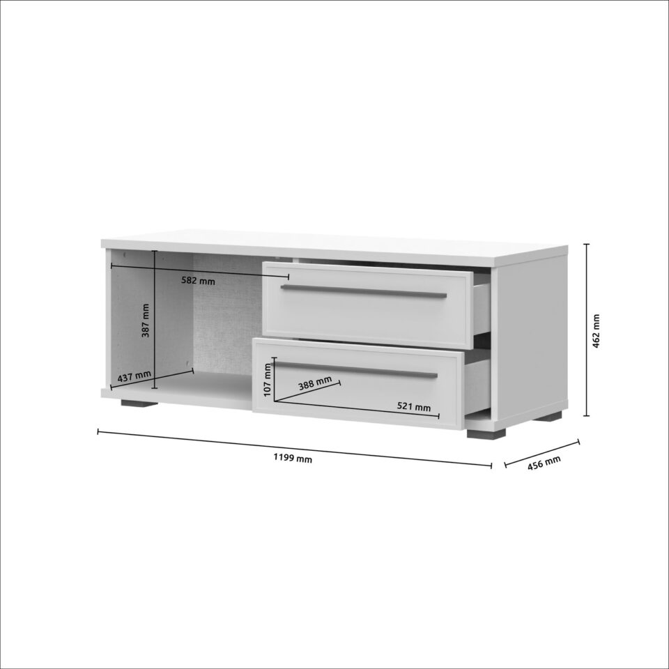 TV omarica Radda Opera TV120-1K2F/OP, Kašmir, skica z merami