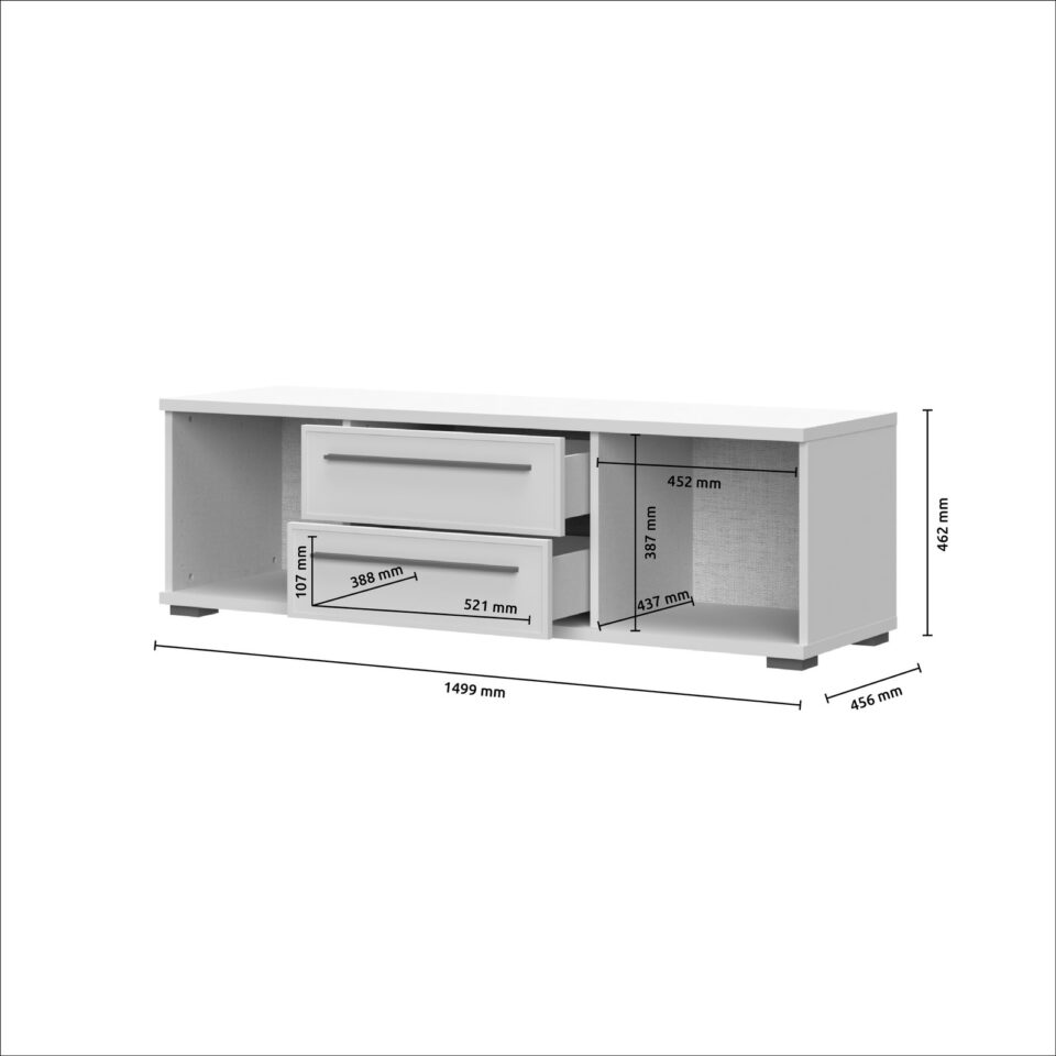 TV omarica Radda Opera TV150-2K2F/OP, Kašmir, skica z merami