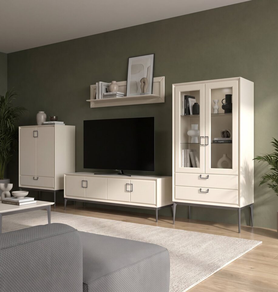 Dnevna soba Radda Regent, pogled na sestav, Pepper White mat in antracit