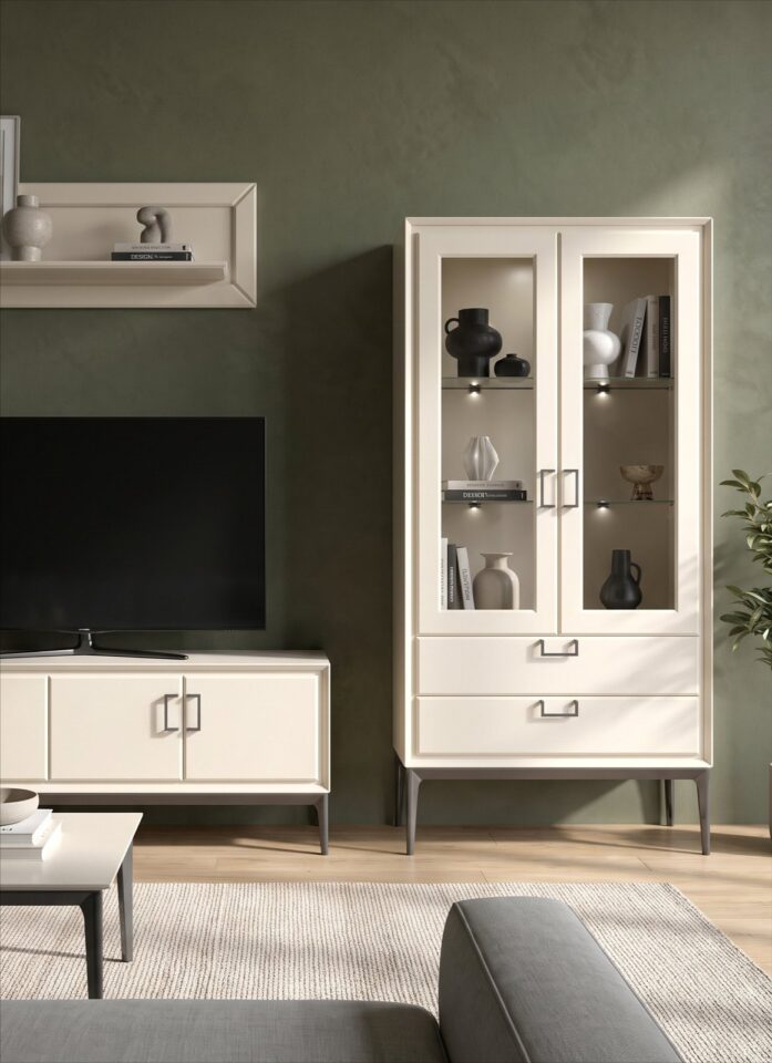 Dnevna soba Radda Regent, detajl sestava, Pepper White mat in antracit