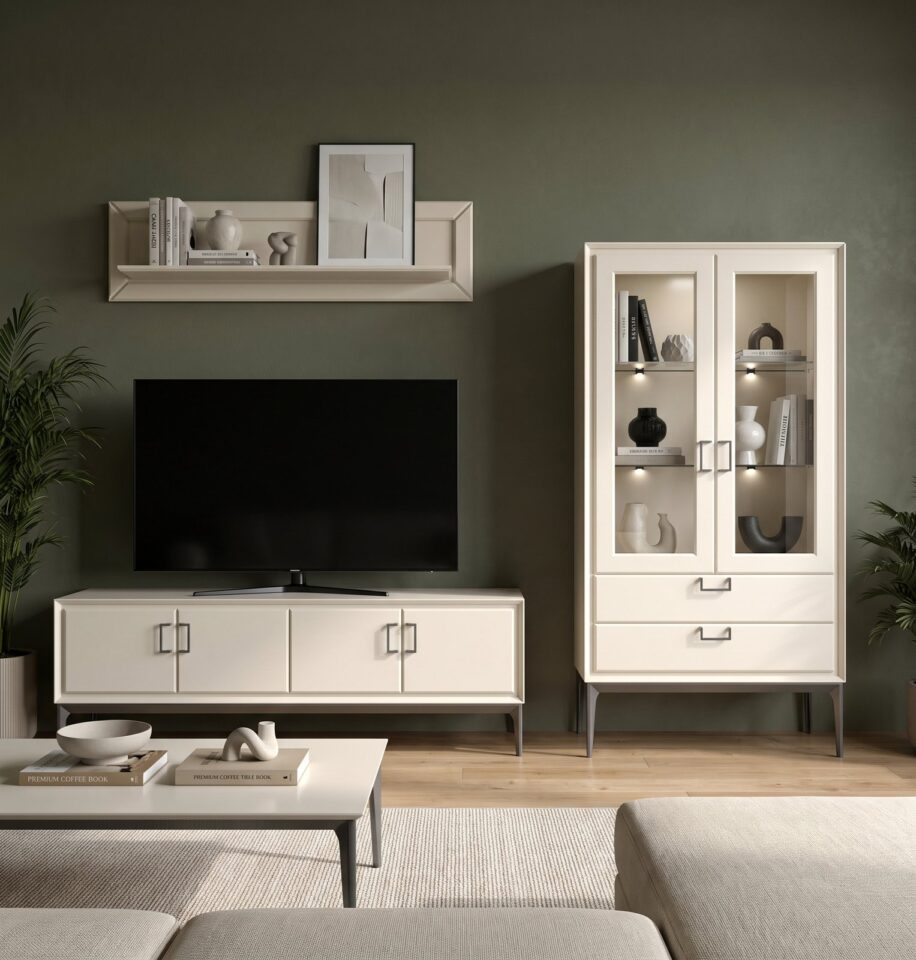 Dnevna soba Radda Regent, detajl sestava, Pepper White mat in antracit