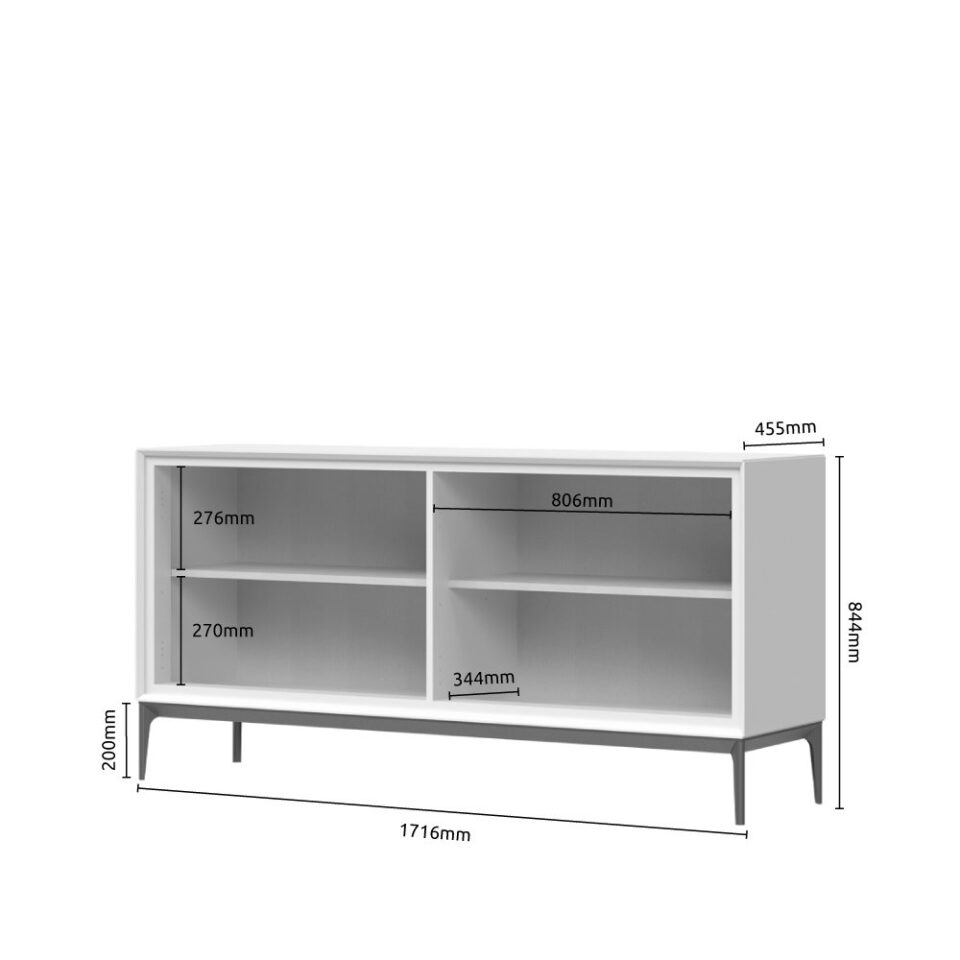 Komoda Regent K173-4K/RG, Pepper White, skica z merami