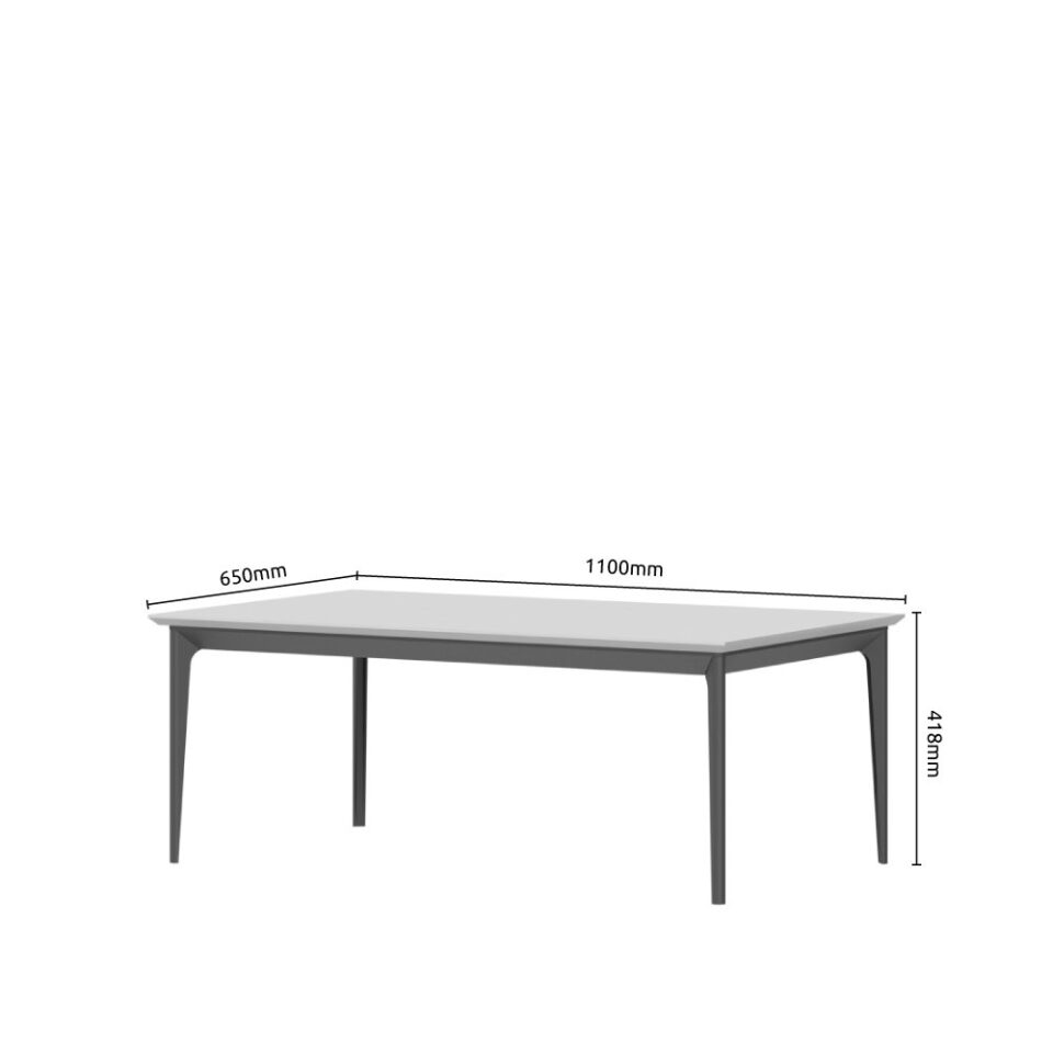 Klubska mizica Regent KLS/RG, Pepper White, skica z merami