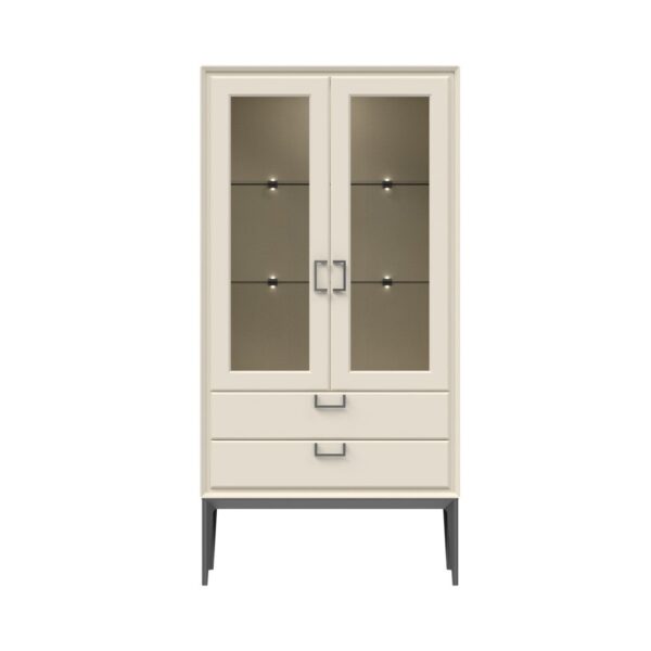 Vitrina Regent V22-2KS2F/RG, Pepper White, pogled od spredaj