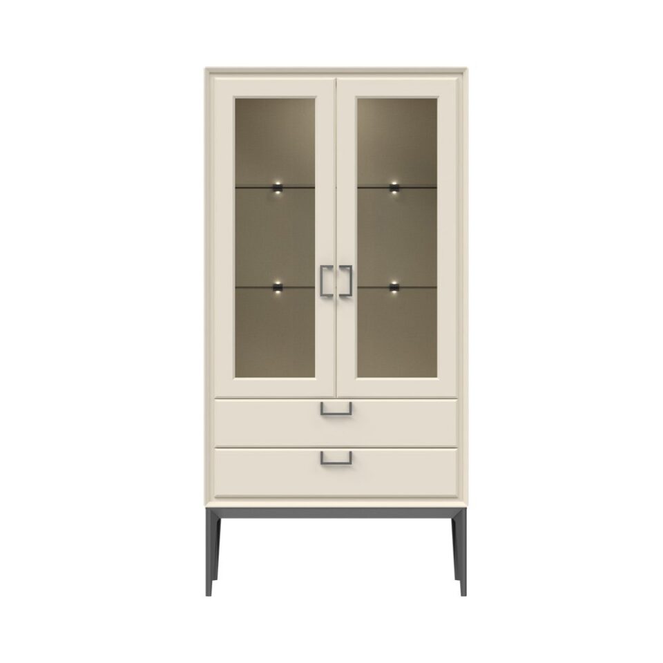 Vitrina Regent V22-2KS2F/RG, Pepper White, pogled od spredaj