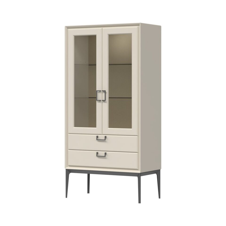 Vitrina Regent V22-2KS2F/RG, Pepper White, pogled pod kotom