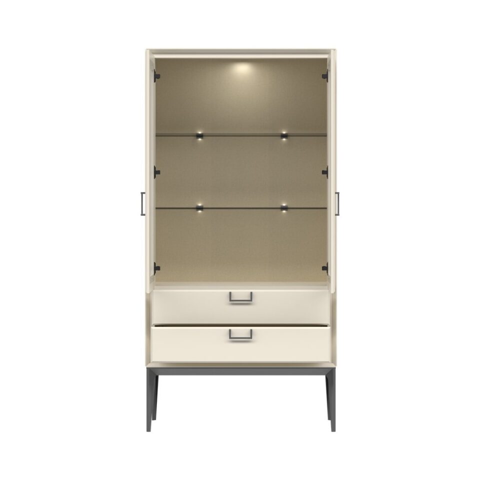 Vitrina Regent V22-2KS2F/RG, Pepper White, odprta