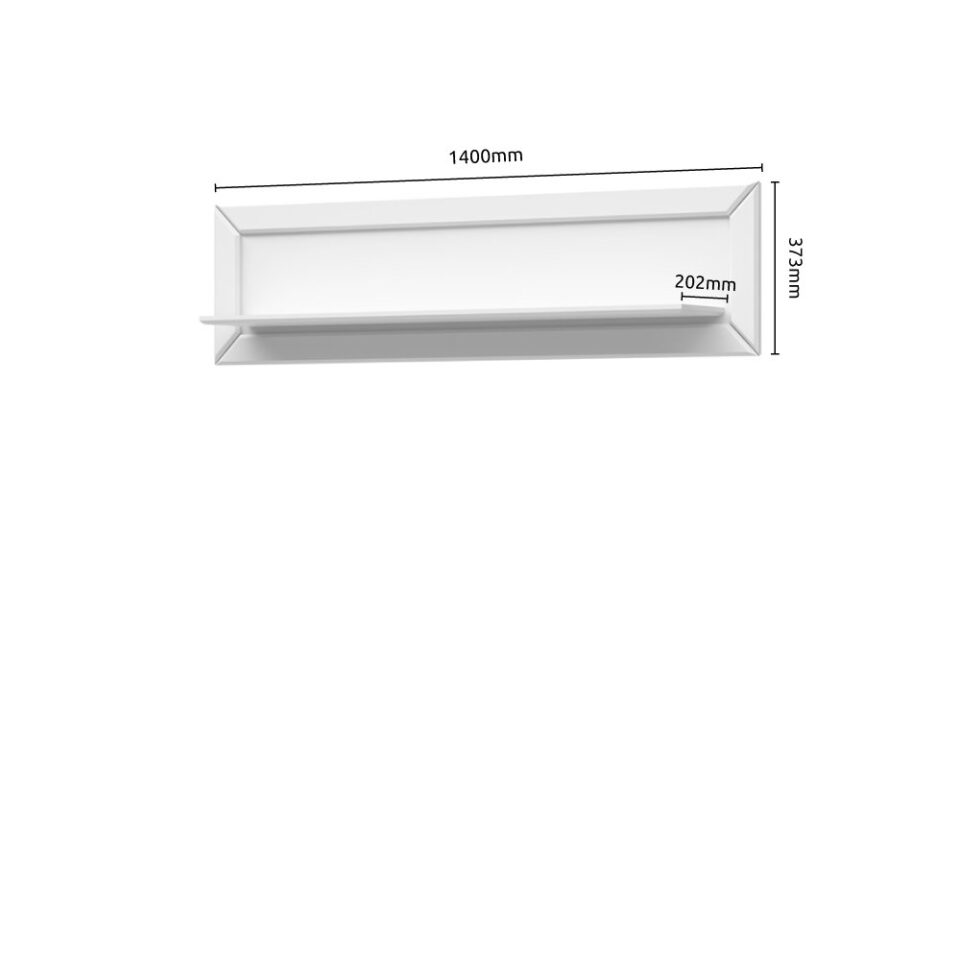 Viseča polica Regent VP140/RG, Pepper White, skica z merami