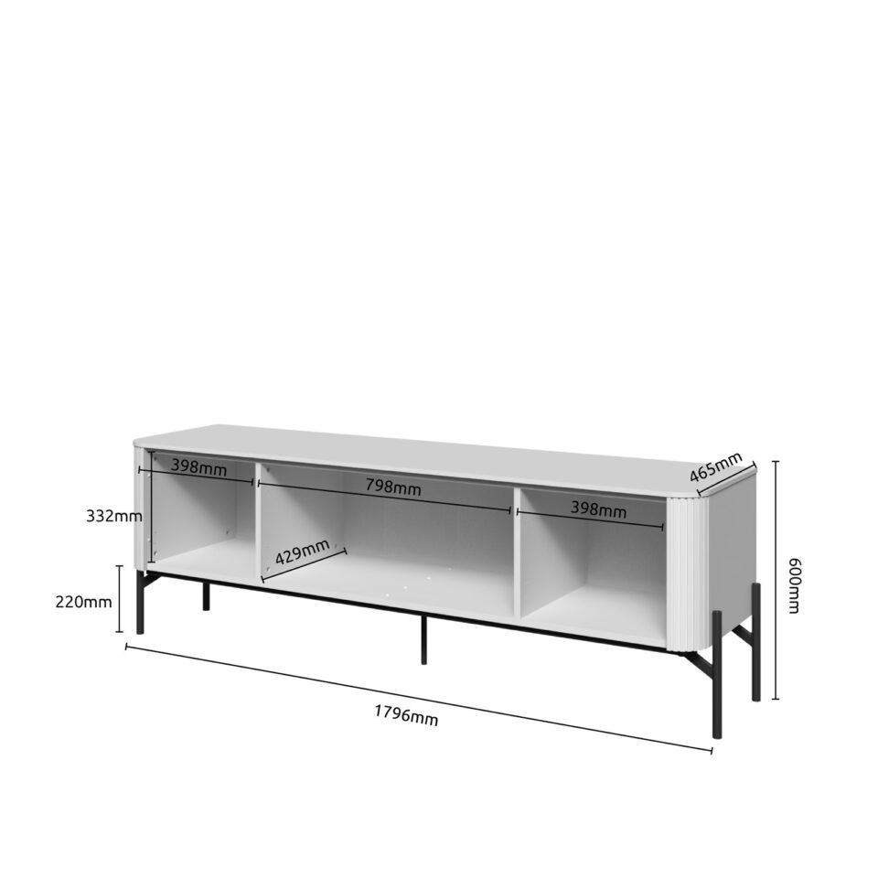 TV omarica Radda Rondo TV180-4K/RO, Kašmir / Tobako hrast, skica z merami
