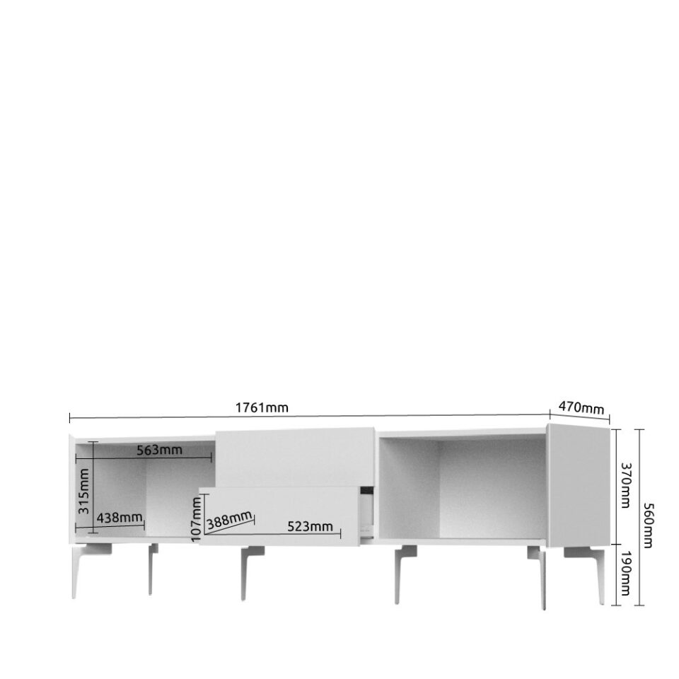 TV omarica SKY45 TV176N-2K2F/S45, Kašmir / Tobacco hrast, skica z merami