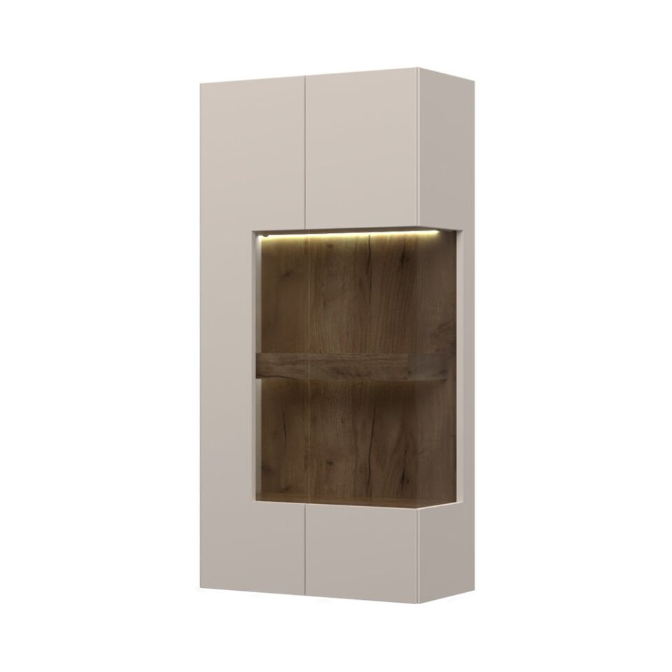 Viseča vitrina SKY45 VK62-2KS/S45, Kašmir / Tobacco hrast, pogled pod kotom