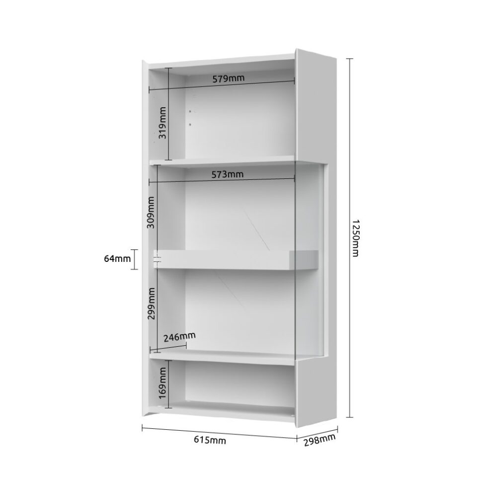 Viseča vitrina SKY45 VK62-2KS/S45, Kašmir / Tobacco hrast, skica z merami