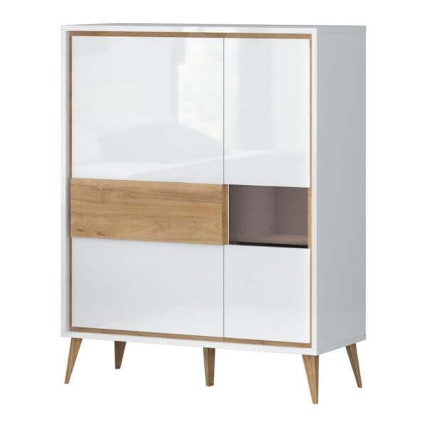 Komoda s steklom Radda Vida VIDA-K2S, Kristalno bela HG / Pacifik oreh
