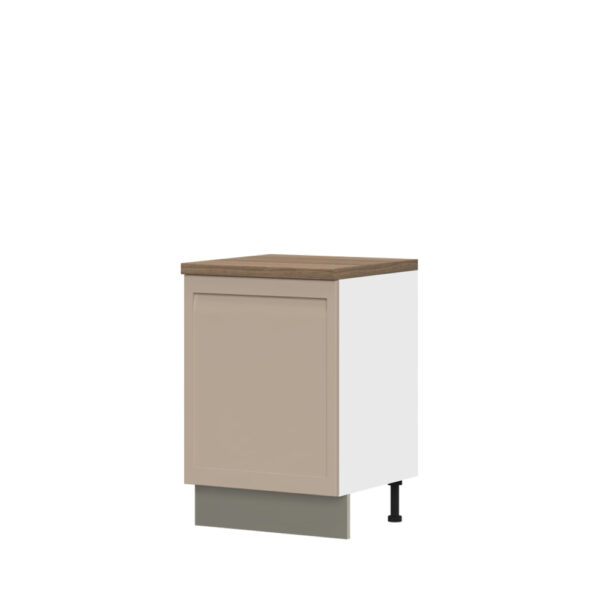 Kuhinjska spodnja omarica z enimi vrati Ergon R-60-1K/7, 60 cm, korpus Bela, fronta Mokka