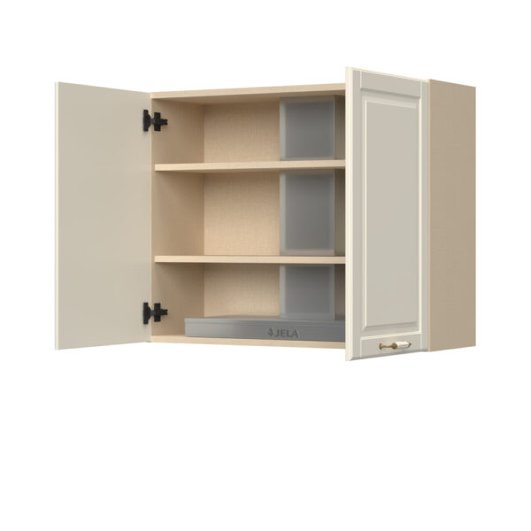 Kuhinjski gornji element za napu s dvostrukim vratima Evergreen A7-90-2K/4, 90 cm, visina 72 cm (korpus s frontom) - Bež tekstil
