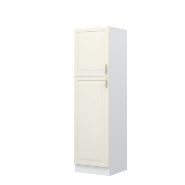 Kuhinjska visoka omara za vgradni hladilnik Evergreen K21-60-2KF/4, 60 cm, korpus Bela, fronta Slonova kost mat lak
