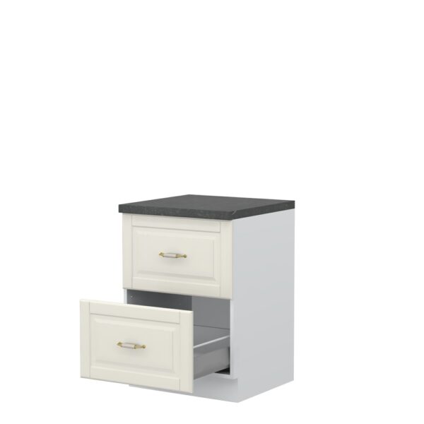 Kuhinjska spodnja omarica z dvema predaloma Evergreen R-60-2MBOX/4, 60 cm, korpus Bela, fronta Slonova kost mat lak