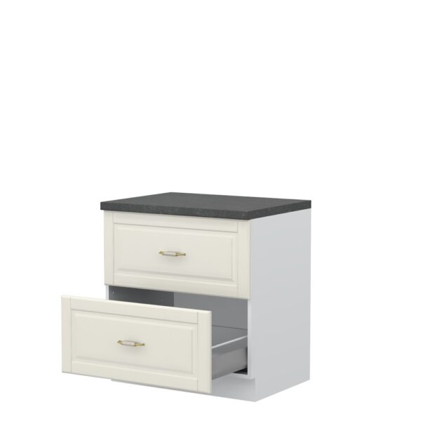 Kuhinjska spodnja omarica z dvema predaloma Evergreen R-80-2MBOX/4, 80 cm, korpus Bela, fronta Slonova kost mat lak