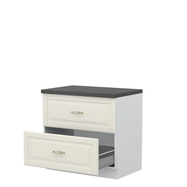 Kuhinjska spodnja omarica z dvema predaloma Evergreen R-90-2MBOX/4, 90 cm, korpus Bela, fronta Slonova kost mat lak
