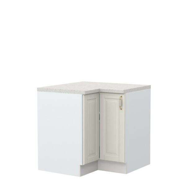 Kuhinjska kotna spodnja omarica z dvojnimi vrati Evergreen R-UG-2K/4, 94 cm, korpus Bela, fronta Slonova kost mat lak