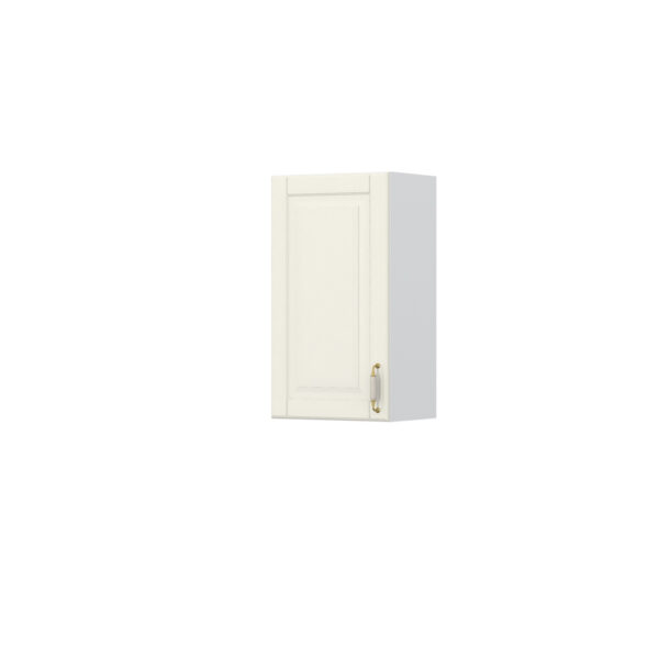 Kuhinjska zgornja viseča omarica z enimi vrati Evergreen V7-40-1K/4, 40 cm, višina 72 cm, korpus Bela, fronta Slonova kost mat lak