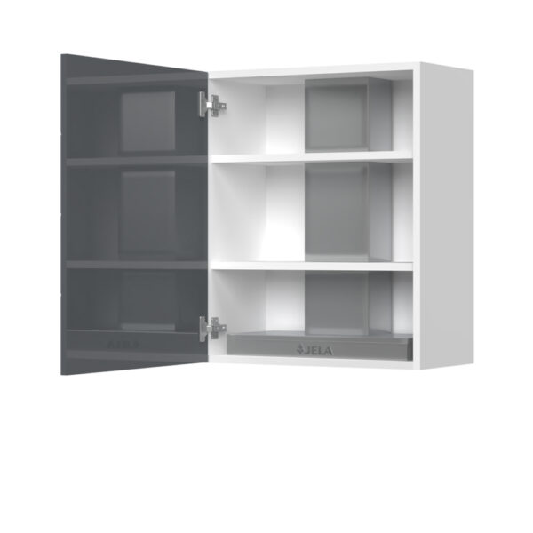 Kuhinjska zgornja omarica za napo z enimi vrati Highline A7-60-1K/3, 60 cm, višina 72 cm, korpus Bela, fronta Onyx visoki sijaj