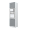 Kuhinjska visoka omara za vgradno pečico in mikrovalovno pečico Highline K23-60-RM/3, 60 cm, korpus Bela, fronta Onyx visoki sijaj