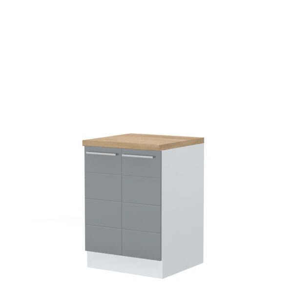 Kuhinjska spodnja omarica z dvojnimi vrati Highline R-60-2K/3, 60 cm, korpus Bela, fronta Onyx visoki sijaj