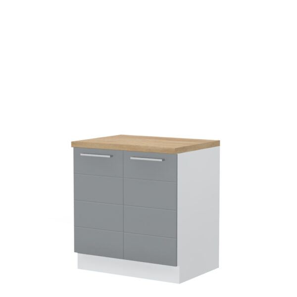 Kuhinjska spodnja omarica z dvojnimi vrati Highline R-80-2K/3, 80 cm, korpus Bela, fronta Onyx visoki sijaj