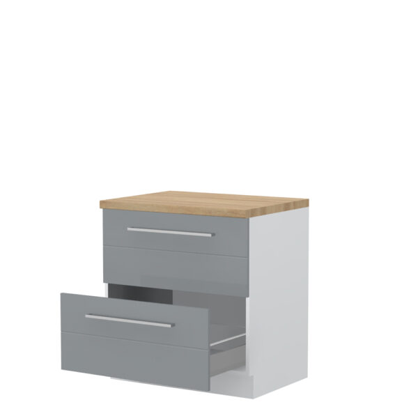 Kuhinjska spodnja omarica z dvema predaloma Highline R-80-2MBOX/3, 80 cm, korpus Bela, fronta Onyx visoki sijaj