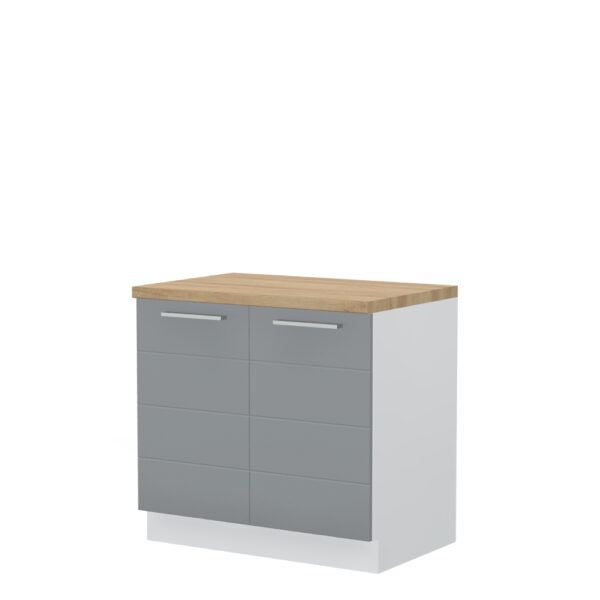 Kuhinjska spodnja omarica z dvojnimi vrati Highline R-90-2K/3, 90 cm, korpus Bela, fronta Onyx visoki sijaj
