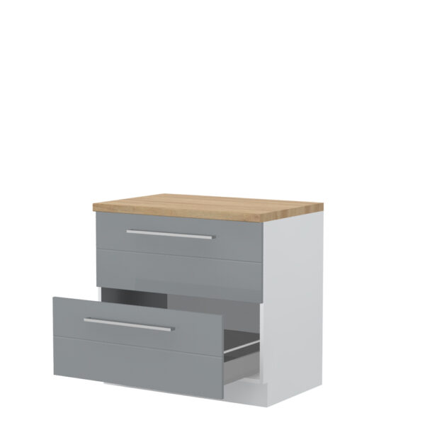 Kuhinjska spodnja omarica z dvema predaloma Highline R-90-2MBOX/3, 90 cm, korpus Bela, fronta Onyx visoki sijaj
