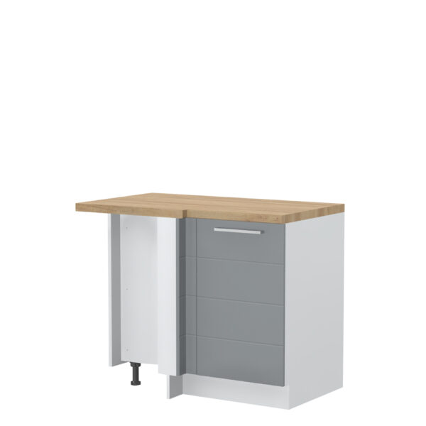 Kuhinjska kotna spodnja omarica z enimi vrati Highline R-UG-1K/3, 109 cm, korpus Bela, fronta Onyx visoki sijaj