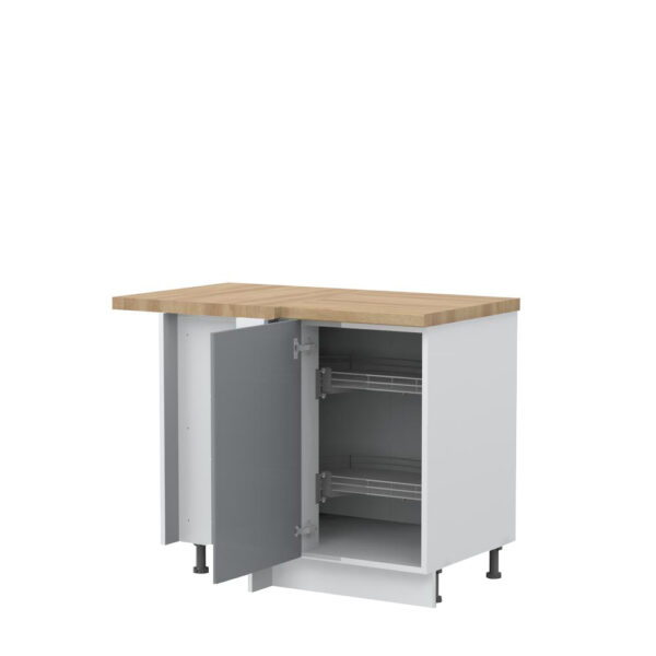 Kuhinjska kotna spodnja omarica z vrtljivim košem Highline R-UG-1KZA/3, 109 cm, korpus Bela, fronta Onyx visoki sijaj