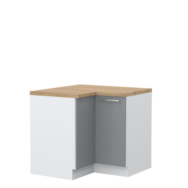 Kuhinjska kotna spodnja omarica z dvojnimi vrati Highline R-UG-2K/3, 94 cm, korpus Bela, fronta Onyx visoki sijaj